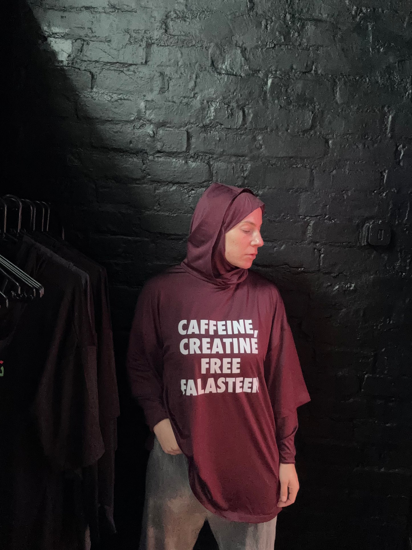 NASR-Hooded Hijab T-"Caffeine, Creatine, Free Falasteen"