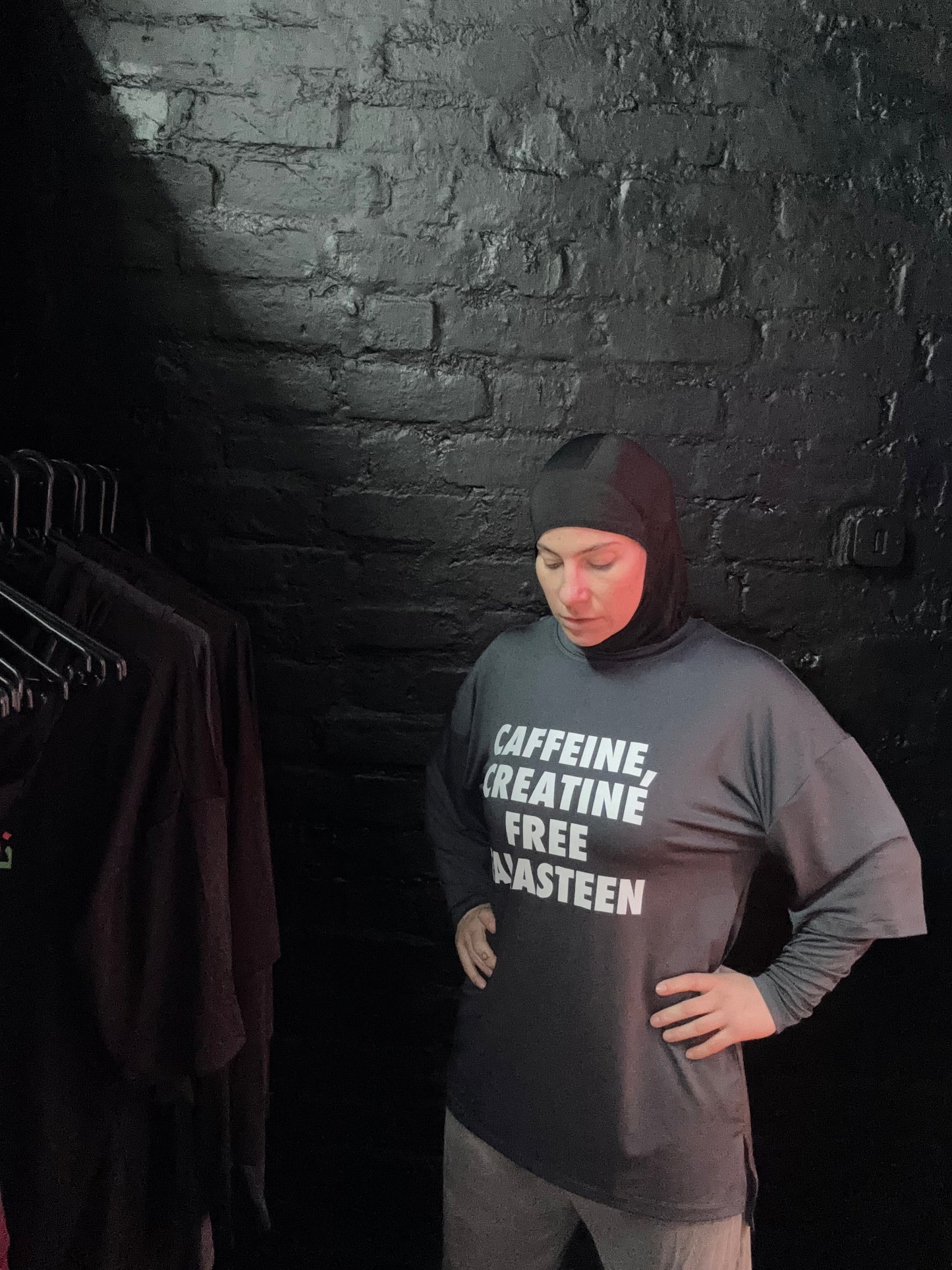 NASR Crew Modesty T-shirt -"Caffeine, Creatine, Free Falasteen"