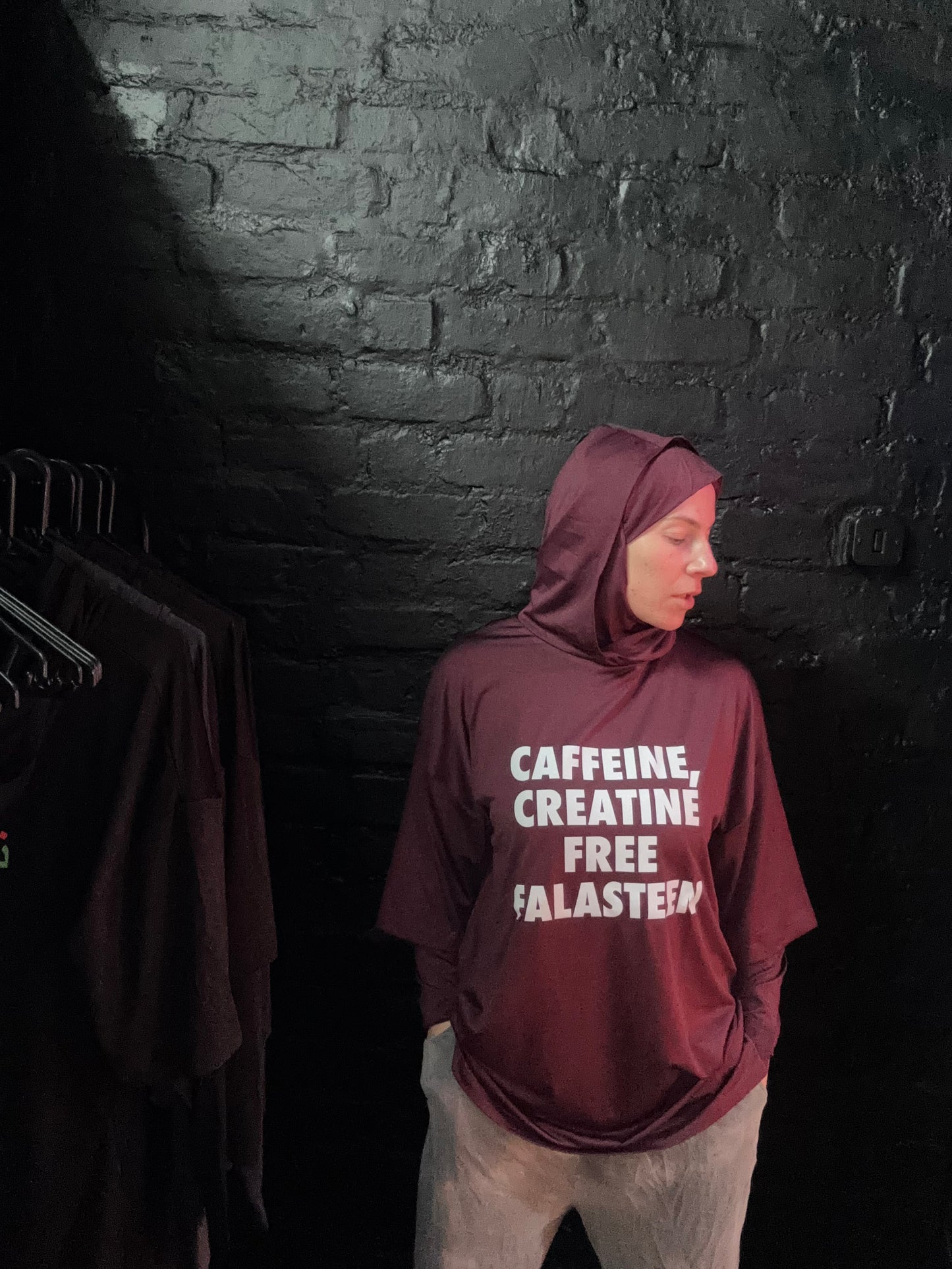 NASR-Hooded Hijab T-"Caffeine, Creatine, Free Falasteen"